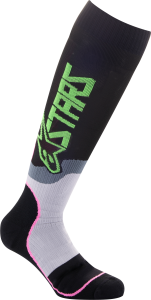 MX PLUS-2 SOCKS BLACK/GREEN NEON/PINK FLUO SM