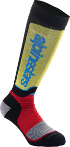 YOUTH MX PLUS SOCKS BLACK/RED/LT BLUE MD/LG