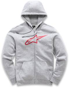 AGELESS FLEECE HOODIE GREY HEATHER/RED 2X