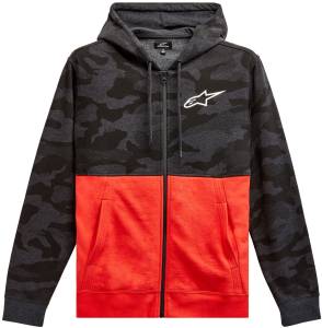 CAMO BLOCK HOODIE CHAR HTR/WRM RD 2X