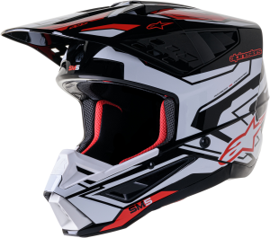 S-M5 ACTION 2 HELMET BLK/WHT/BRT RD GLOSSY XS