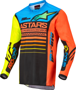 YOUTH RACER COMPASS JERSEY BLACK/YELLOW FLUO/CORAL YL