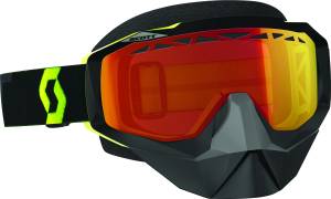 HUSTLE SNOCROSS GOGGLE BLK/FLO-YLW W/RED CHROME LENS