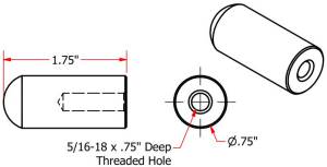 RADIUS STYLE THREADED 5/16-18 LONG LENGTH STEEL BUNGS 4/PK