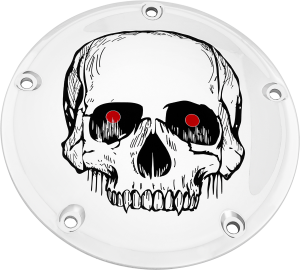 7   M8 FLT/FLH DERBY COVER SKULL CHROME