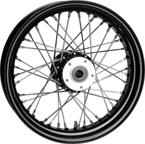 FR 40-SPK DD BLACK 16X3.5 FLT-HUB 1" AXL 00 LTR