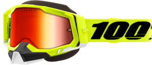 RACECRAFT 2 SNOWMOBILE GOGGLE YELLOW MIRROR RED LENS