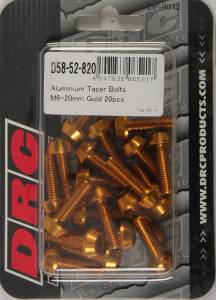 ALUMINUM TAPER BOLTS GOLD M6X20MM 20/PK