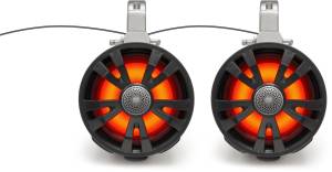 2-PACK BLACK 8' SPEAKERS ONE AMPLIFIED ONE NON AMPLIFIE