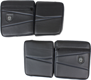 REAR DOOR KNEE PADS WITH STORAGE BLUE STITCHING