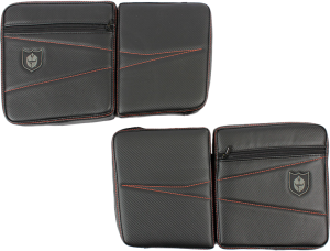 REAR DOOR KNEE PADS WITH STORAGE ORANGE STITCHING