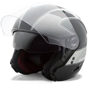 OF-77 OPEN-FACE CLASSIC HELMET MATTE BLACK/DARK SILVER XS