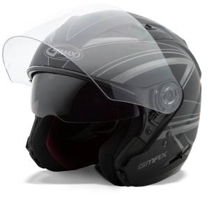 OF-77 OPEN-FACE DERK HELMET MATTE BLACK/SILVER 2X