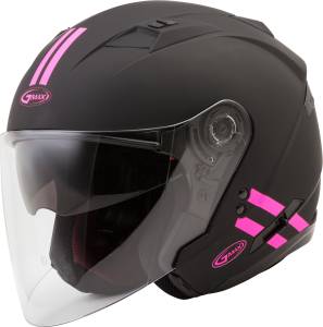 OF-77 OPEN-FACE DOWNEY HELMET MATTE BLACK/PINK XS