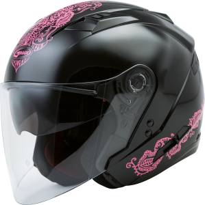 OF-77 OPEN-FACE ETERNAL HELMET BLACK/PINK LG