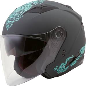 OF-77 OPEN-FACE ETERNAL HELMET MATTE GREY/TEAL LG