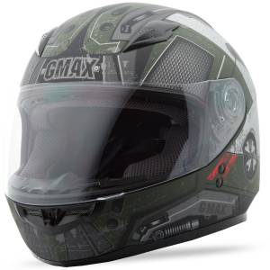 YOUTH GM-49Y FULL-FACE TROOPER HELMET MATTE GREEN/BLK/RED YL