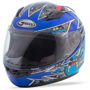 YOUTH GM-49Y FULL-FACE ALIEN HELMET BLACK/BLUE YS