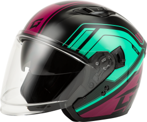 OF-87 DUKE HELMET W/LED LIGHT BLK/AQUA/CORAL LG