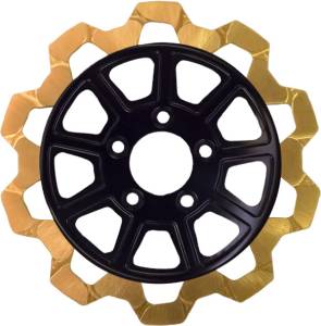 9 SPOKE ROTOR FRONT BLK/GOLD BOW TIE 11.5"