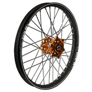 FRONT WHEEL 1.40 X 19 ORANGE KITE HUB BLACK RIM