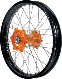 REAR WHEEL 1.85 X 16 ORANGE KITE HUB BLACK RIM