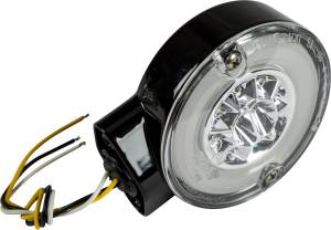 DUAL FUNCTION FRONT TURN SIGNAL BLACK W/CLEAR LENS