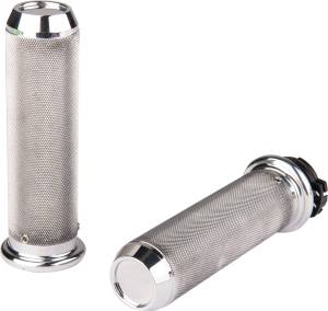 KNURLED GRIPS CABLE THROTTLE POLISHED 1 IN