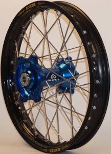 REAR WHEEL 2.15 X 18 BLUE HUB BLACK RIM