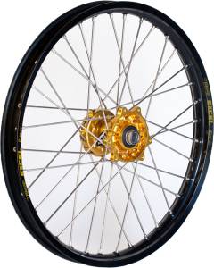 FRONT WHEEL 1.60 X 21 GOLD HUB BLACK RIM