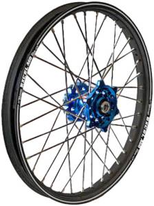 REAR WHEEL 1.85 X 19 BLUE HUB BLACK RIM