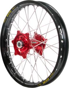 REAR WHEEL 2.15 X 19 RED HUB BLACK RIM