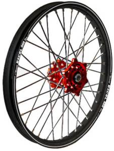 REAR WHEEL 1.85 X 19 RED HUB BLACK RIM