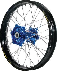 FRONT WHEEL 1.60 X 21 BLUE HUB BLACK RIM