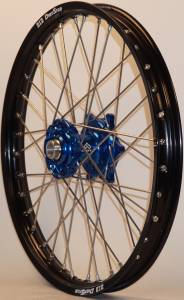 FRONT WHEEL 1.60 X 21 BLUE HUB BLACK RIM