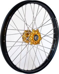 FRONT WHEEL 1.60 X 21 GOLD HUB BLACK RIM