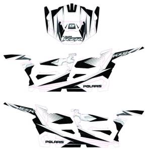 POL RZR4 COMPLETE GRAPHIC KIT WHITE/BLACK/SILVER