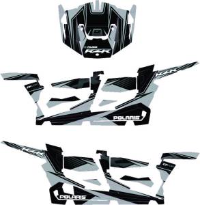 POL RZR4 COMPLETE GRAPHIC KIT SILVER/BLACK