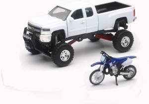 REPLICA 1:43 TRUCK/RACE BIKE CHEVY WHITE/YAMAHA BIKE BLUE