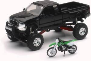 REPLICA 1:43 TRUCK/RACE BIKE CHEVY BLACK/BIKE GREEN